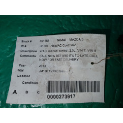 MAZDA 3 AC HEATER CLIMATE CONTROL 2012-2013