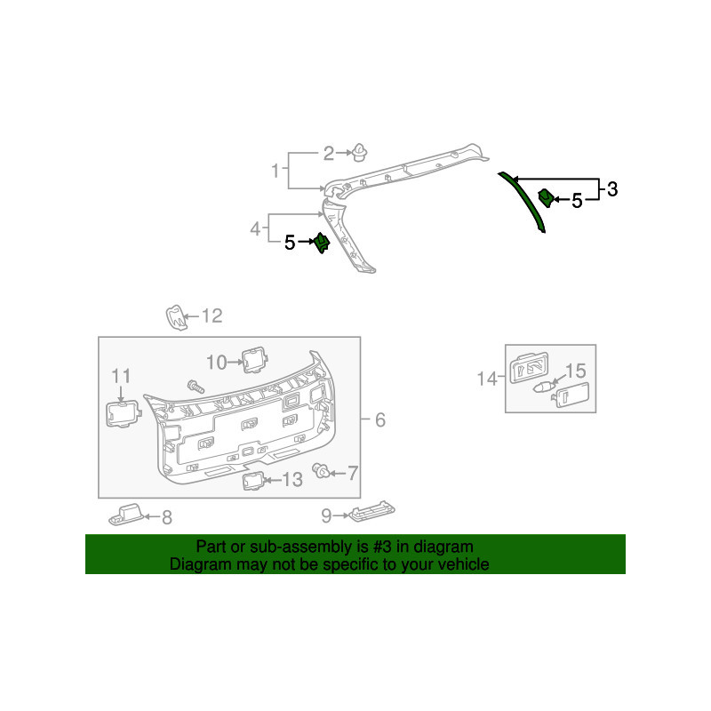 LEXUS RX RX350 RX450H RIGHT LIFTGATE TRIM PANEL COVER 2013-2015 64791-48051 64791-48051-B0