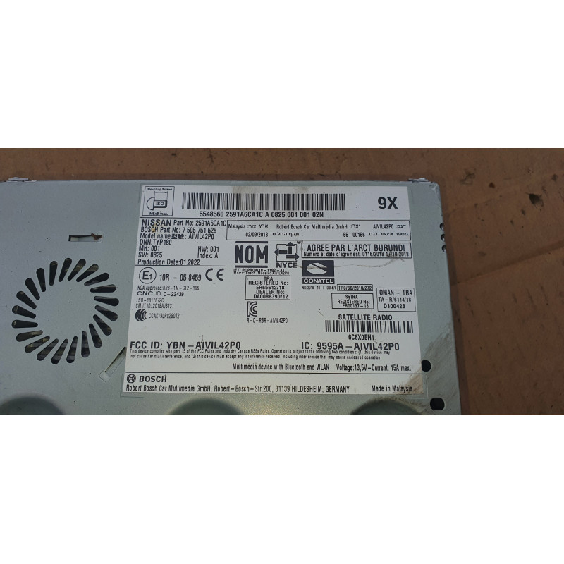 2591A6CA1C Nissan Altima Navigation Info Radio Monitor 2019-2021