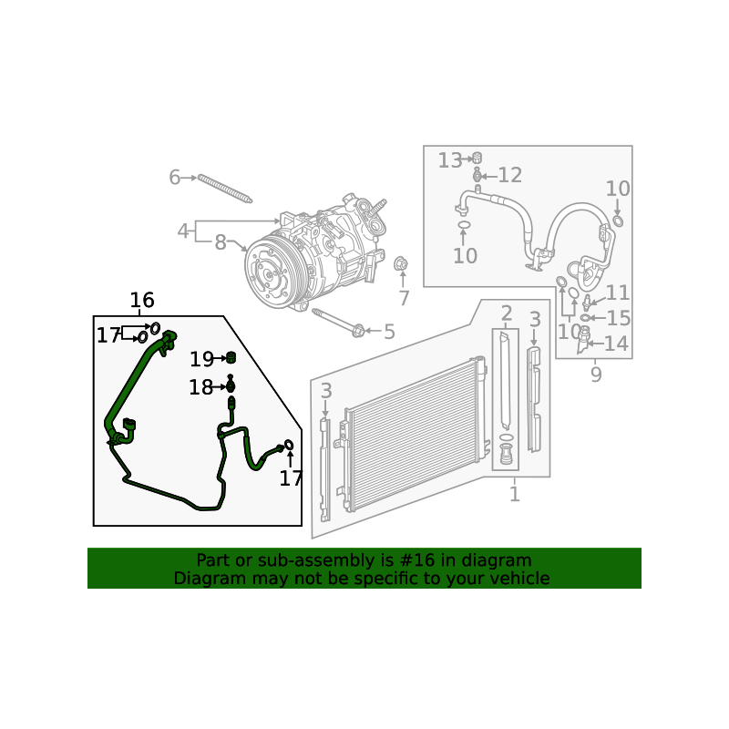 84494395 Cadillac XT4 AC Air Conditioning Condenser and Evaporator Tube
