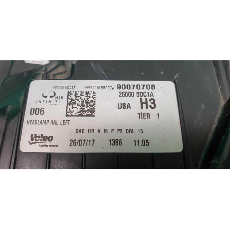 26060-5DC1A Infiniti QX30 Left LED Halogen Headlight 2017-2019